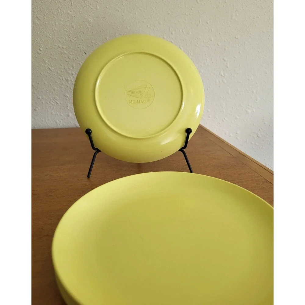 Set of 5 Vintage Melamine Melmac‎ Air Flite Saucer Dessert Plates Yellow 6